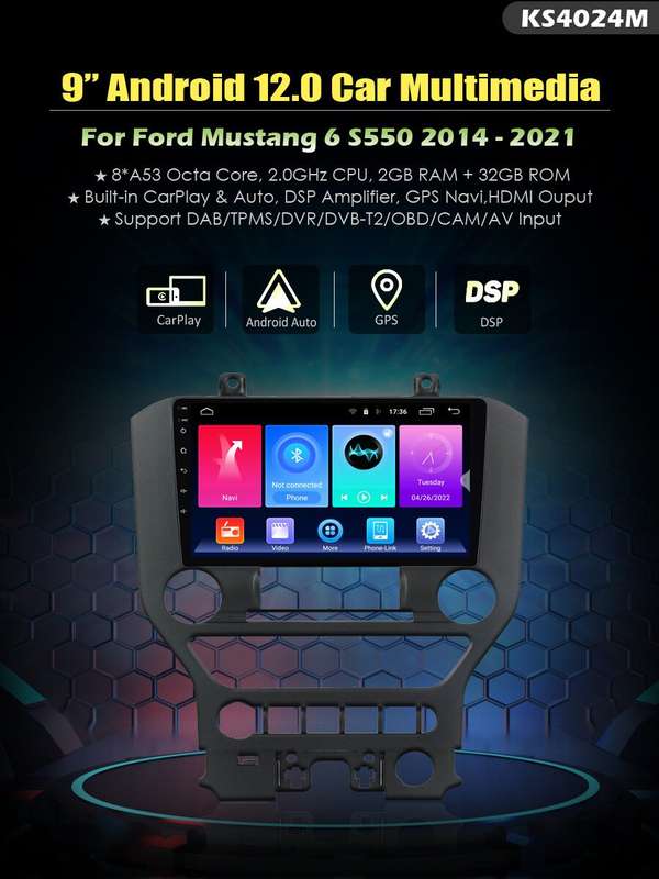 For Ford Mustang 2014-2021 Touchscreen Navigation GPS Autoradio BT CarPlay DAB+