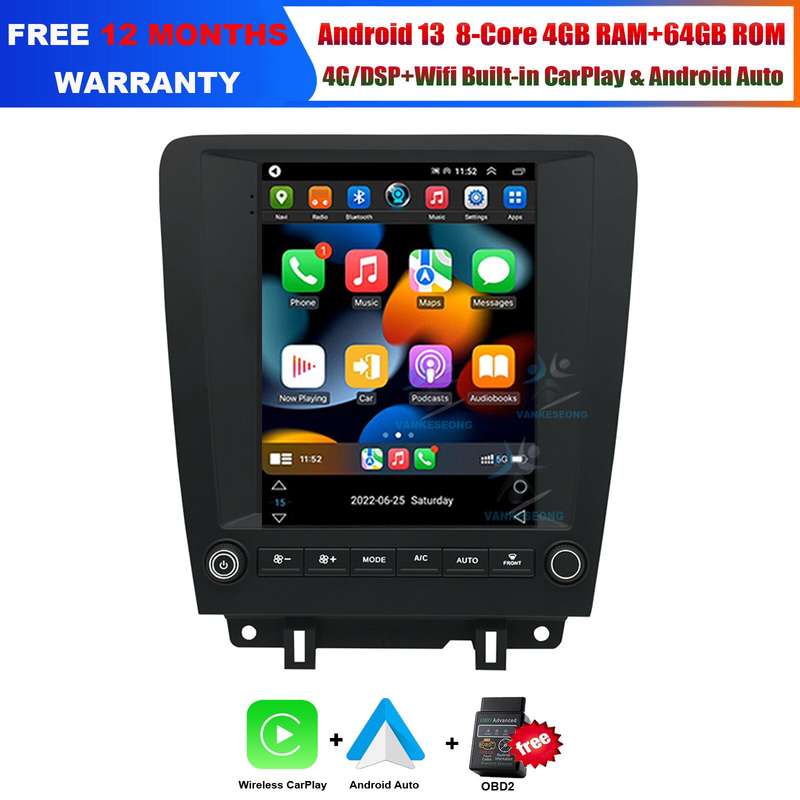64GB CarPlay Android 13 Car Radio Head Unit GPS Navi For Ford Mustang 2009-2014