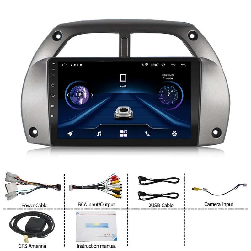 OBD+ 9" Autoradio GPS Navigation CarPlay Android Auto for TOYOTA RAV4 2001-2006