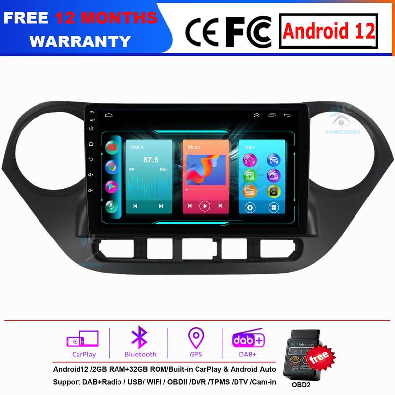 2+32GB CarPlay GPS Navigation DAB Autoradio Android 12 For Hyundai i10 2013-2016