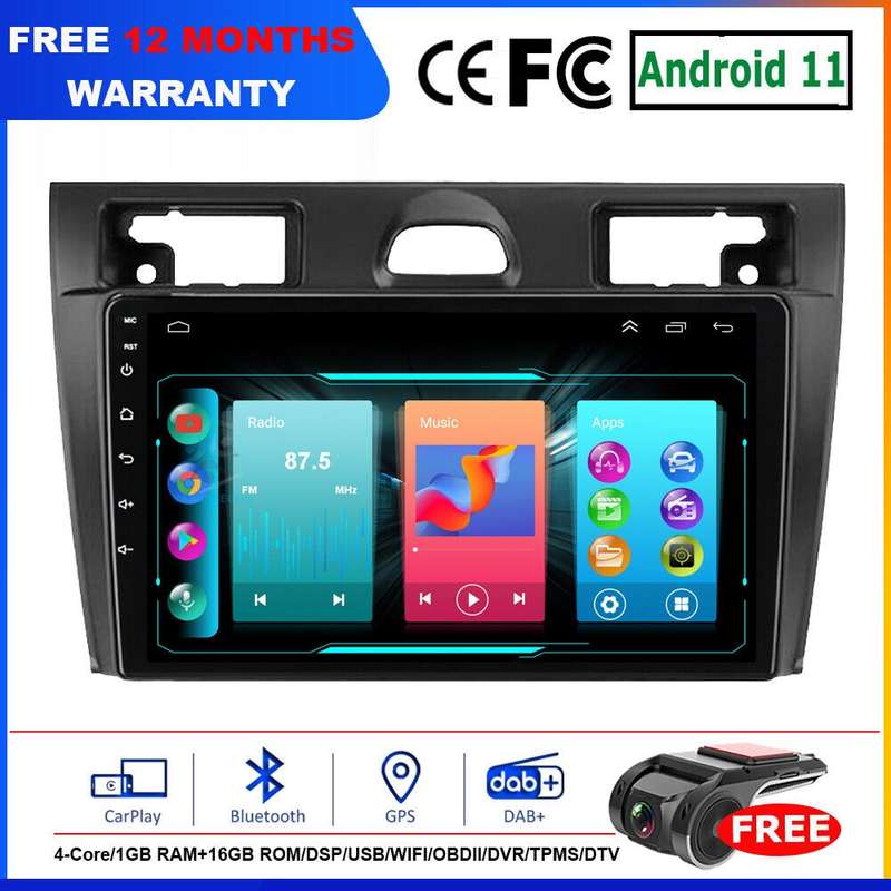 9"Android 11 Car Stereo For Ford Fiesta MK5 2002-2008 GPS Sat Nav DAB+Radio WiFi