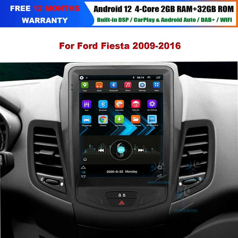 9.7" Android 12 DAB+ Autoradio mit Carplay GPS Sat Nav For Ford Fiesta 2009-2016