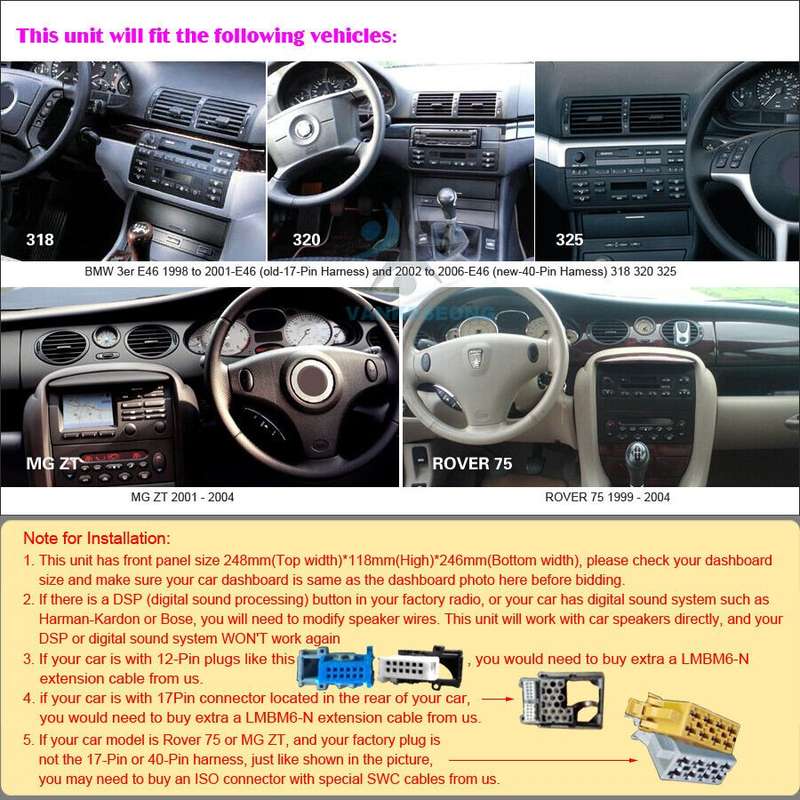 7" Android CarPlay GPS BT DAB Autoradio Navigation For BMW 3er E46 316i 320d 330