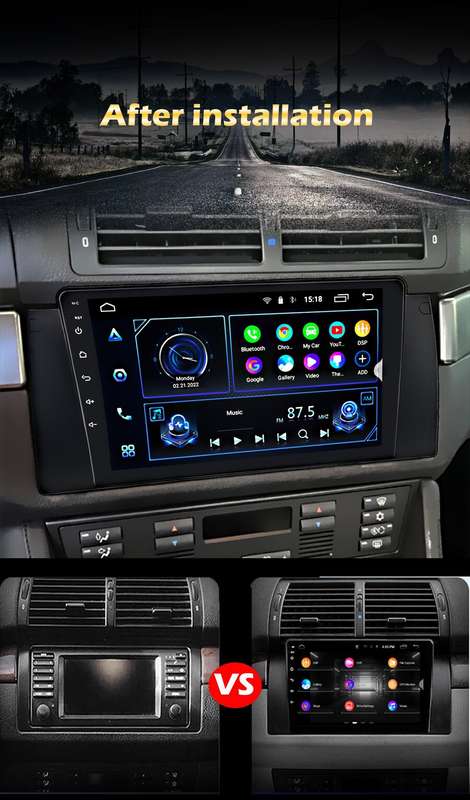 Android Auto For BMW 5 Ser E39 E53 X5 Wireless CarPlay Head Unit GPS Radio DAB+