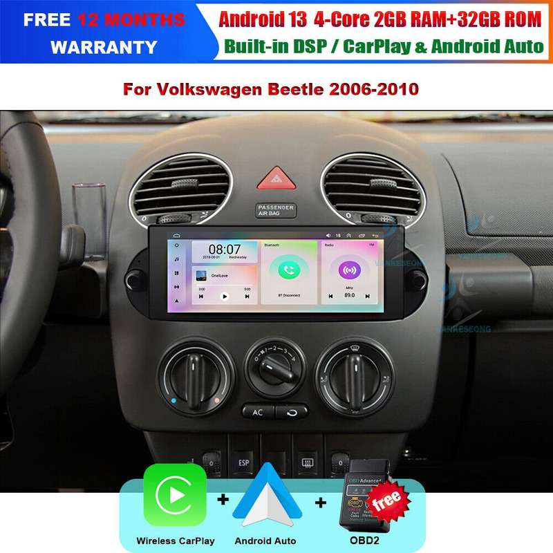 Android Auto CarPlay Autoradio GPS DAB For VW Beetle 2006-2010 Navigation BT OBD