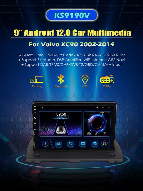 Android 12 CarPlay GPS Navigationsgerte DAB+ Autoradio For Volvo XC90 2002-2014