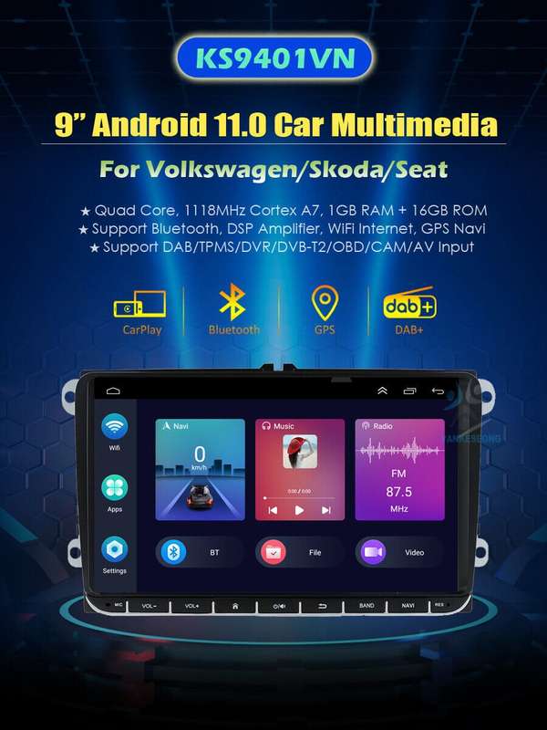 9"Android 11 Bluetooth Car Stereo Wifi Radio For VW T5 Transporter Tiguan Touran