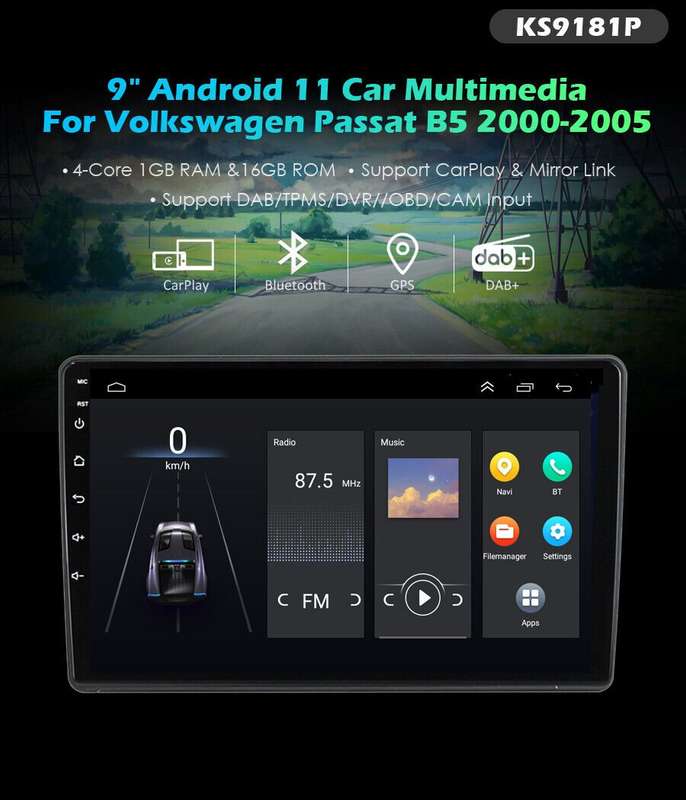 Car Radio For VW Polo MK3 MK4 Golf IV MK4 GPS Sat Nav Android 11 DAB+Stereo 9"BT