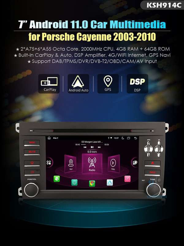 Android 11 Car Stereo DVD CD For Porsche Cayenne DAB+CarPlay HeadUnit GPS SatNav