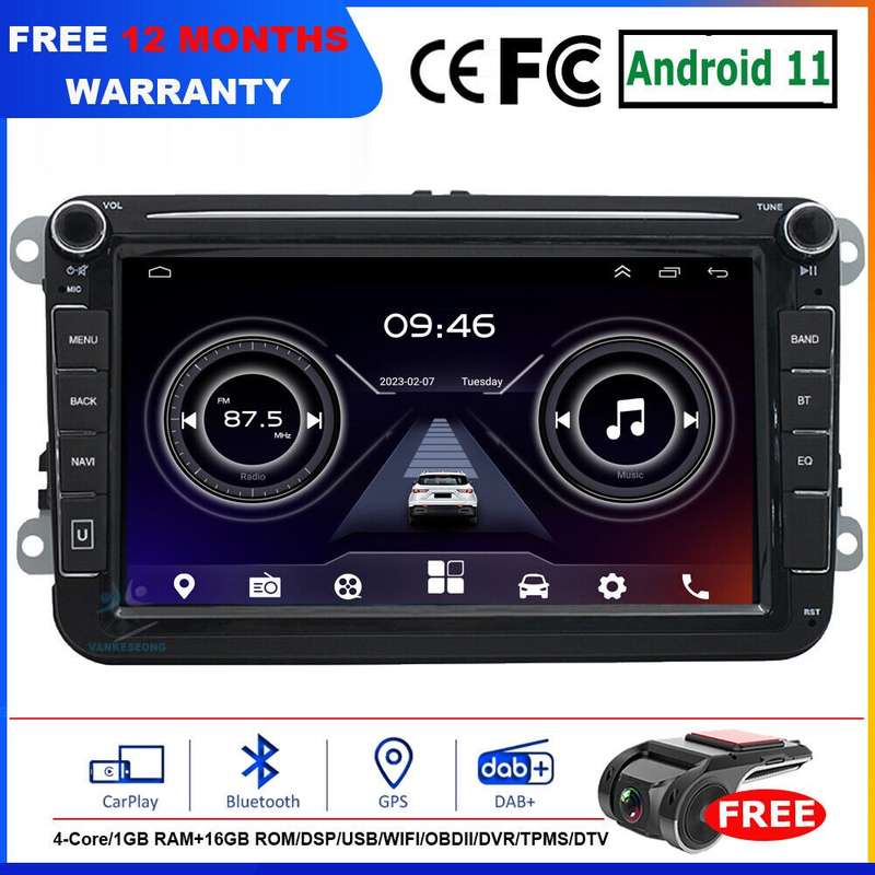 8" Android Car Multimedia Stereo FM Radio for VW Skoda Seat Bluetooth GPS SatNav