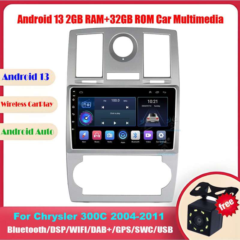 For Chrysler 300C 2004-2011 Touchscreen Autoradio GPS Navigation Android13 DAB+