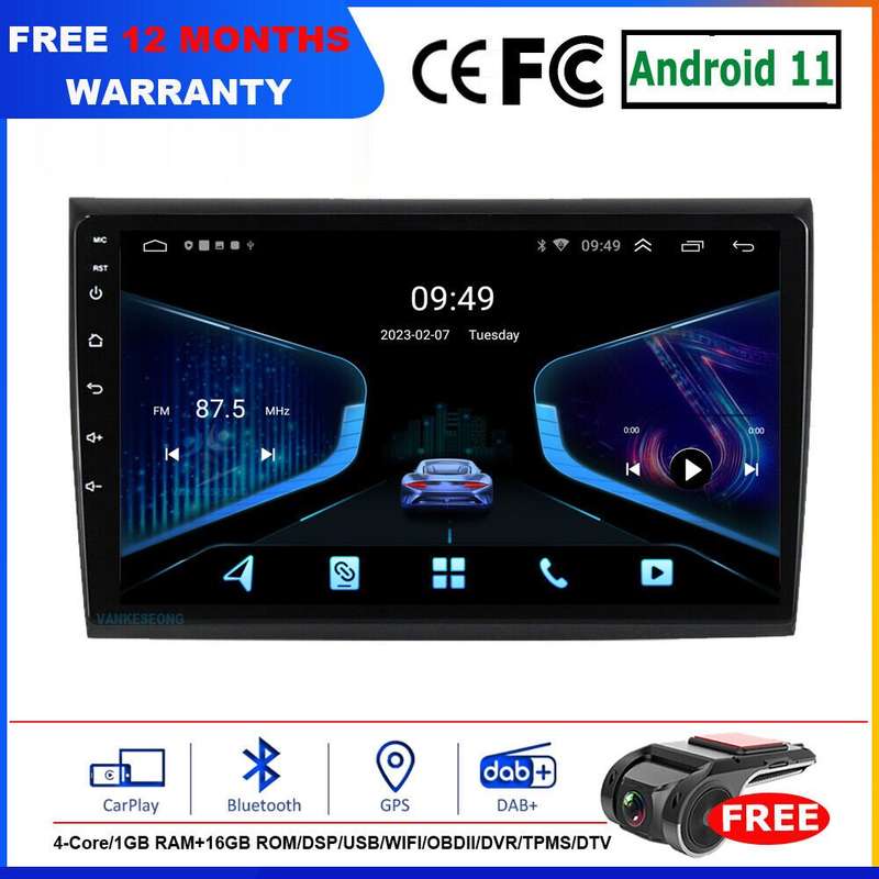 9"Android11 CarPlay HeadUnit DAB+Radio GPS SatNav For Fiat Bravo Brava 2007-2014