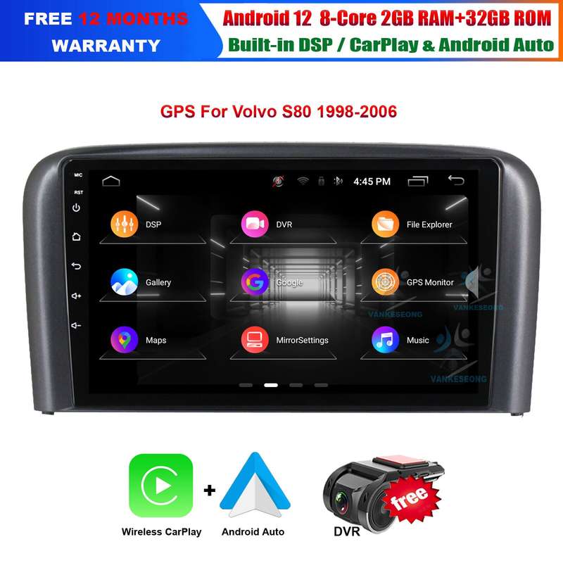 9" CarPlay For Volvo S80 1998-2006 Autoradio DAB GPS Navigation BT DSP
