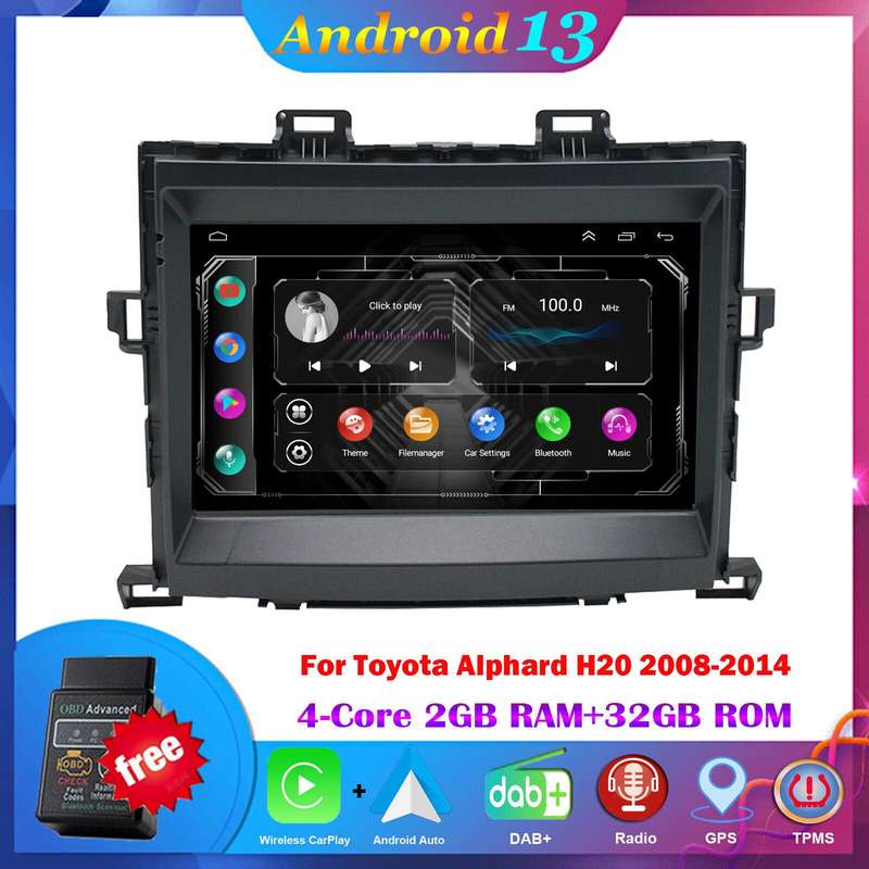 For Toyota Alphard H20 2008-2014 Touchscreen Autoradio GPS Navigation Android13