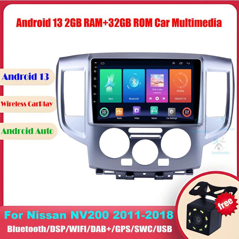 9" Android 13 Autoradio Sat Nav GPS Bluetooth DAB DSP For Nissan NV200 2011-2018