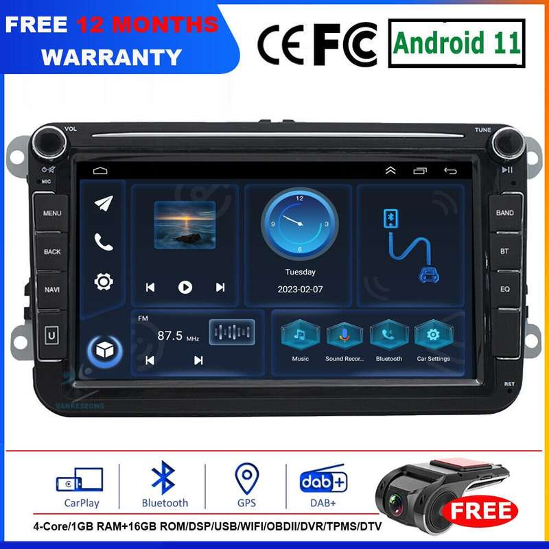8" 2Din Autoradio GPS Navigation For VW Amarok Beetle Bora Jetta Caddy DAB+ DVR