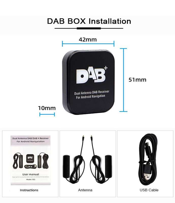 2* Antenna Digital DAB Car Adapter Tuner Audio Box Receiver for Android Stereo