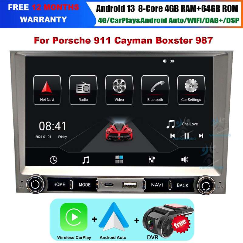 8"For Porsche Cayman Boxster 987 Touchscreen Autoradio GPS Navigation Android 13