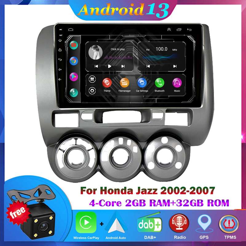 For Honda Jazz City 2002-2007 DAB+ Android Auto Radio GPS Navigation CarPlay USB
