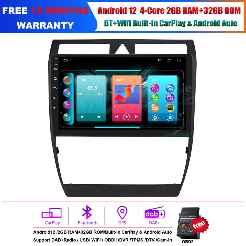 For 1997-2004 Audi A6 C5 S6 RS6 CarPlay Autoradio Android13 Touchscreen GPS Navi