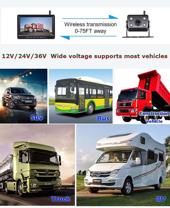 7" Digital Wireless Rear View Camera Funk Monitor Rckfahrsystem For For PKW LKW