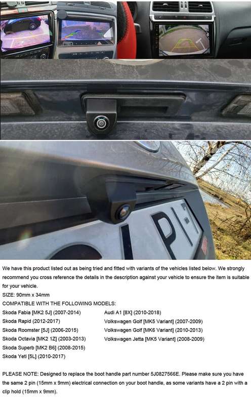 AHD 720P Car Reverse Camera For Skoda Octavia MK2 Superb MK2 Boot Handle Trunk