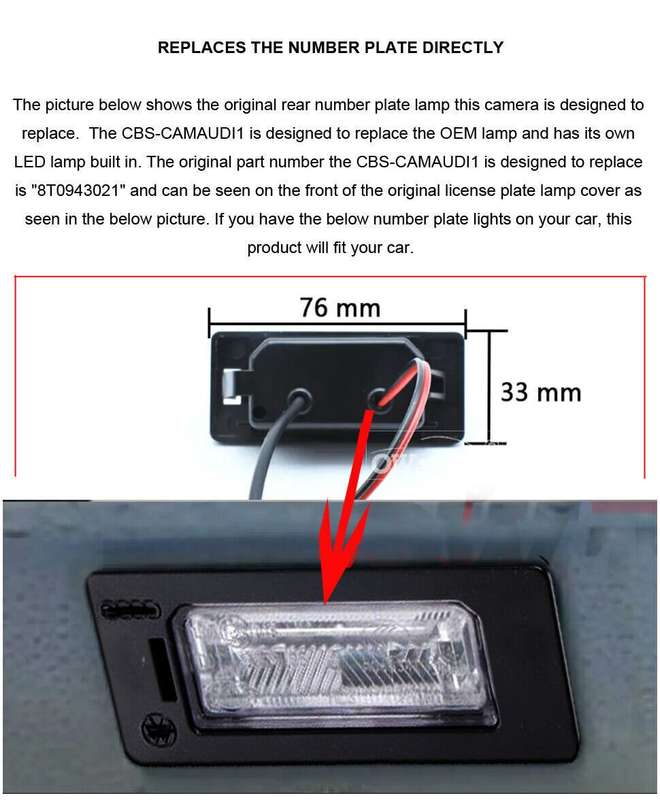 HD Car Rear View Parking Camera For Audi A1 MK1 8X A3 S3 MK2 Number Plate Light