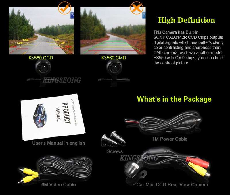 Car Reversing Camera Parking RearView Camera Back Distance Guide Waterproof CCD