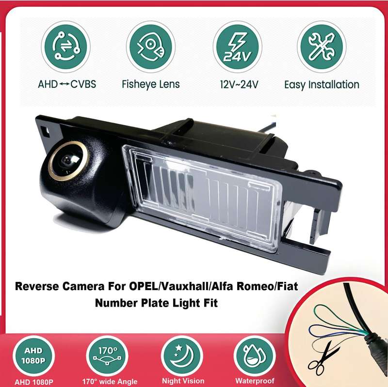 Car Reverse Camera For Vauxhall Zafira B Vivaro MK2 Number Plate Light AHD 1080P