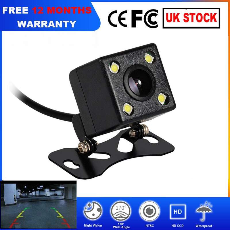 Car Reverse Camera 4 LED 170°Parking Camera RearView Cam Night Vision Waterproof