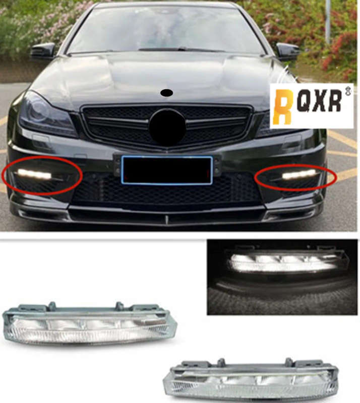 2pcs LED Fog Light Assembly for Mercedes-Benz C-Class C63 C260 C280 C300 W204 DRL Daytime Running...