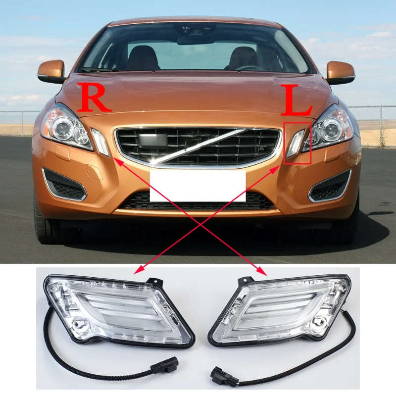 For Volvo S60 V60 2011 2012 2013 Left or Right Front LED Marker Turn Signal Indicator Light Lamp ...