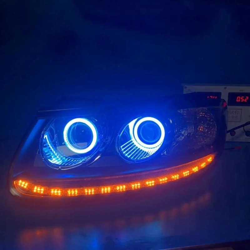 HID LED headlight assembly angel eye daytime running light with turn signal for Hyundai Santafe