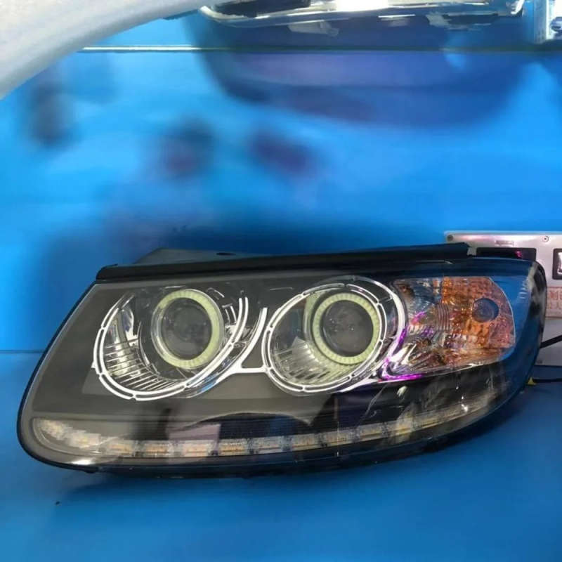 HID LED headlight assembly angel eye daytime running light with turn signal for Hyundai Santafe