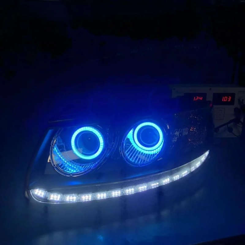 HID LED headlight assembly angel eye daytime running light with turn signal for Hyundai Santafe