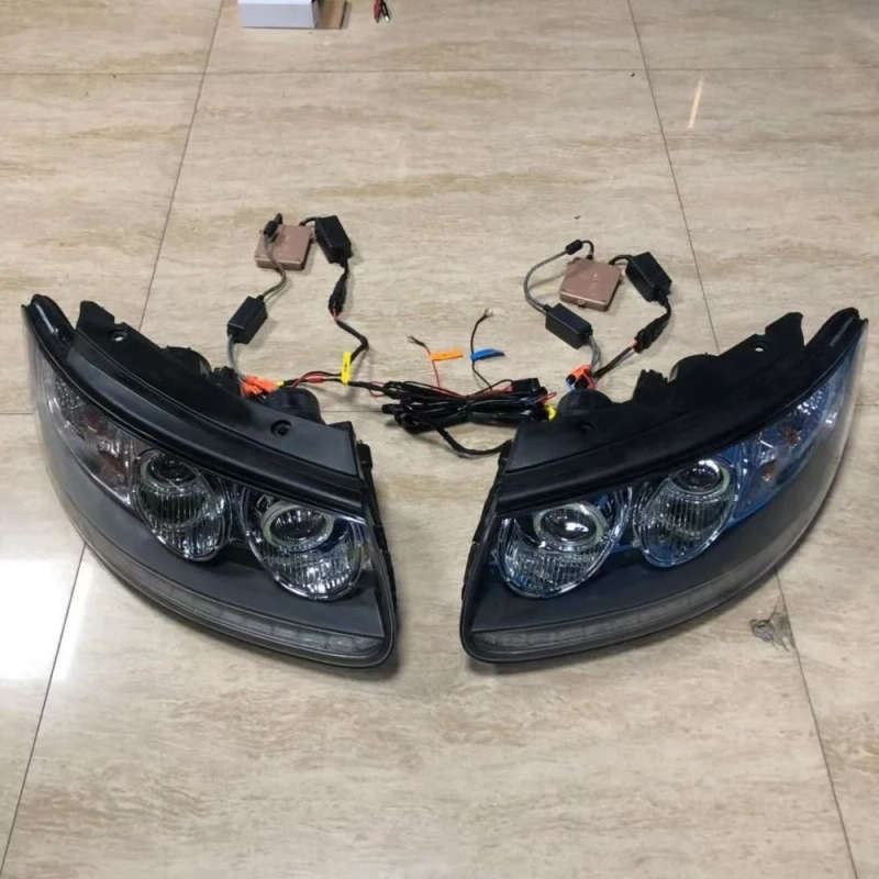 HID LED headlight assembly angel eye daytime running light with turn signal for Hyundai Santafe