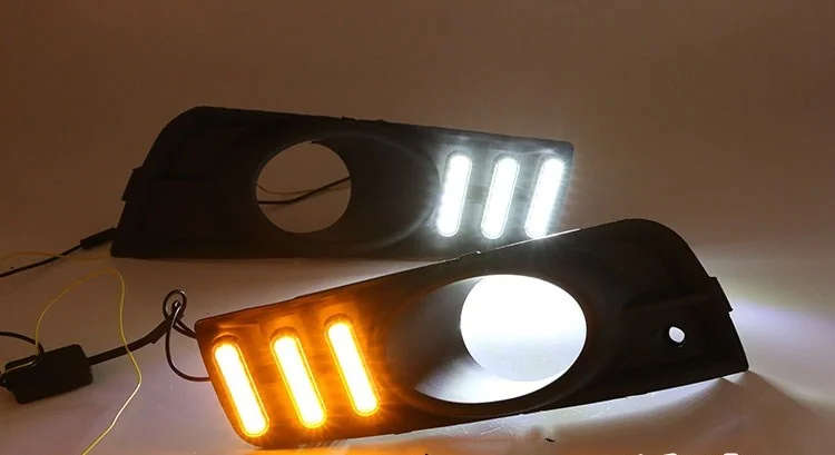 led drl daytime running light for Chevrolet cruze 2009-2014 with Dynamic moving yellow turn signa...