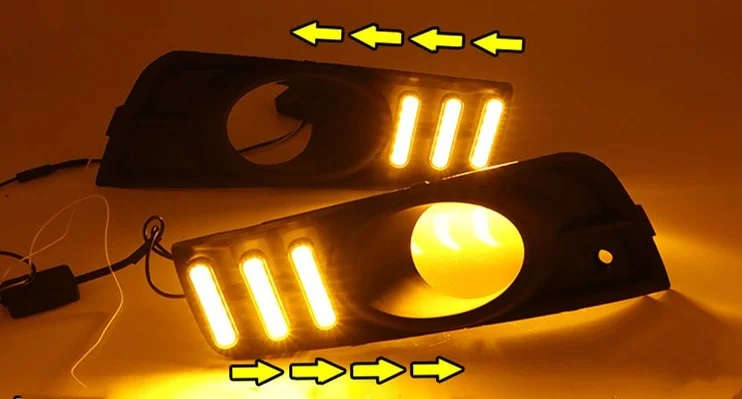 led drl daytime running light for Chevrolet cruze 2009-2014 with Dynamic moving yellow turn signa...