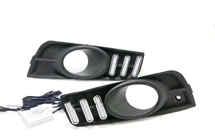 led drl daytime running light for Chevrolet cruze 2009-2014 with Dynamic moving yellow turn signa...