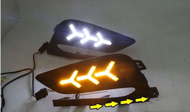 led drl daytime running light for Chevrolet cruze 2017-2018 with Dynamic moving yellow turn signa...