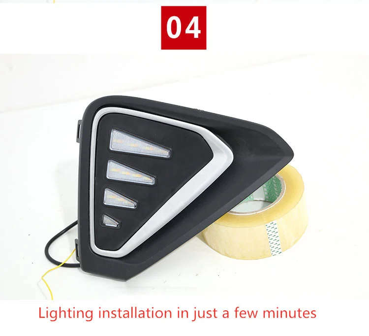 led drl daytime running light for Geely Emgrand GS 2019 with Dynamic moving yellow turn signal an...