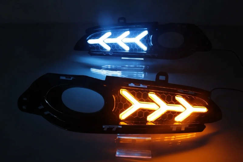 led drl daytime running light for Honda vezel  with Dynamic moving yellow turn signal and blue ni...