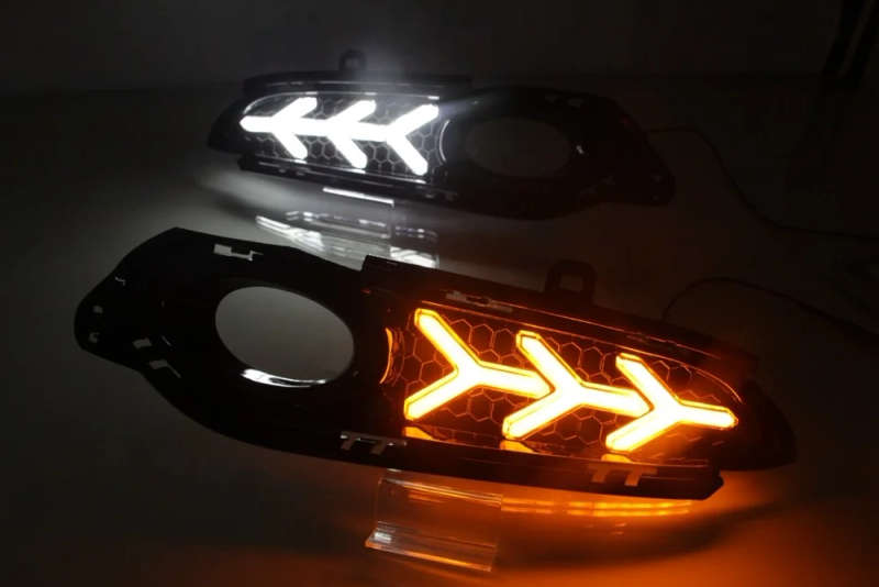 led drl daytime running light for Honda vezel  with Dynamic moving yellow turn signal and blue ni...