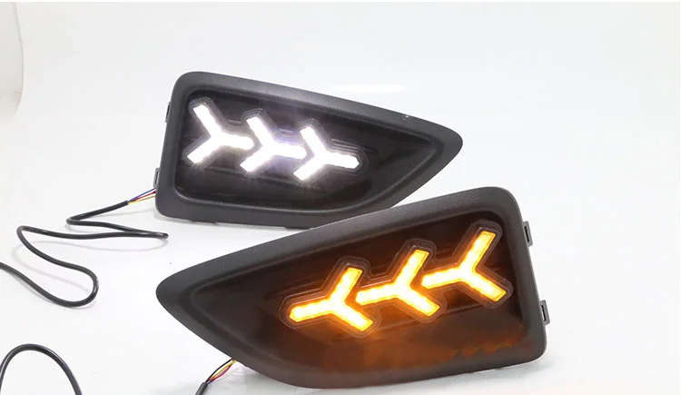 led drl daytime running light for Hyundai verna 2017-2018 with Dynamic moving yellow turn signal ...