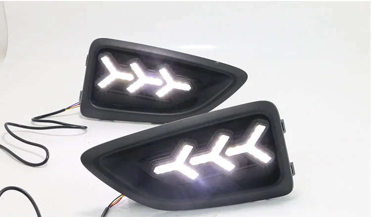 led drl daytime running light for Hyundai verna 2017-2018 with Dynamic moving yellow turn signal ...