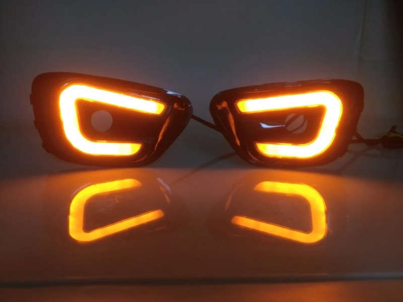 led drl daytime running light for Jeep Compass 2013-2015 with yellow turn signal and wireless con...
