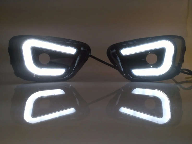 led drl daytime running light for Jeep Compass 2013-2015 with yellow turn signal and wireless con...