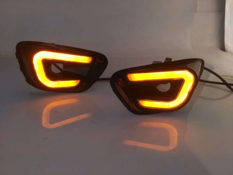 led drl daytime running light for Jeep Compass 2013-2015 with yellow turn signal and wireless con...