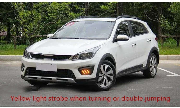 led drl daytime running light for Kia KX CROSS with Dynamic moving yellow turn signal and blue ni...