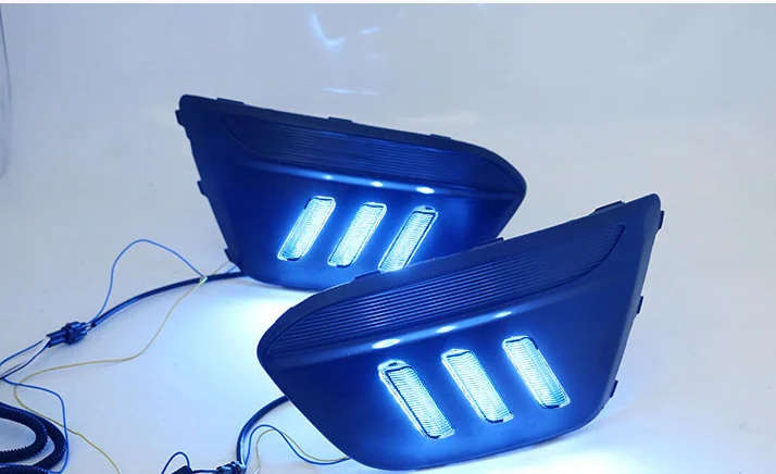 led drl daytime running light for Kia KX CROSS with Dynamic moving yellow turn signal and blue ni...